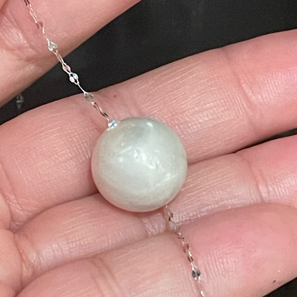 🛑 SOLD 🛑 Genuine Natural South Sea Pearl Bluish White Round 13.7mm in 18k WG - Picture 3 of 9